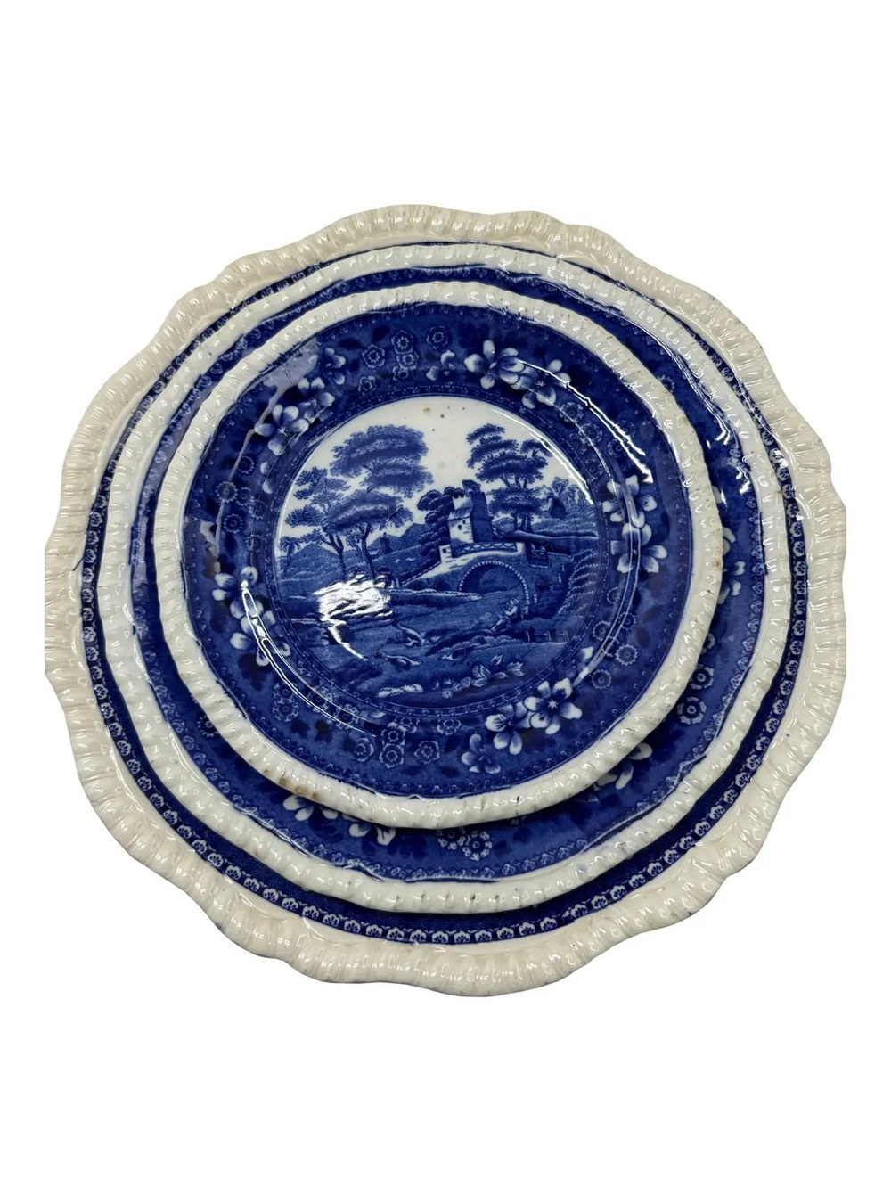 Antique Copeland Spode's "Tower" Blue & White Transferware Plates - Set of 3